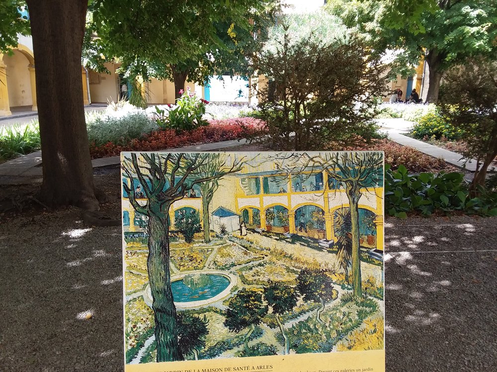 van Gogh's The Asylum Garden at Arles (Later, Carol would explain that Van Gogh painted the scene from the second floor of the asylum).